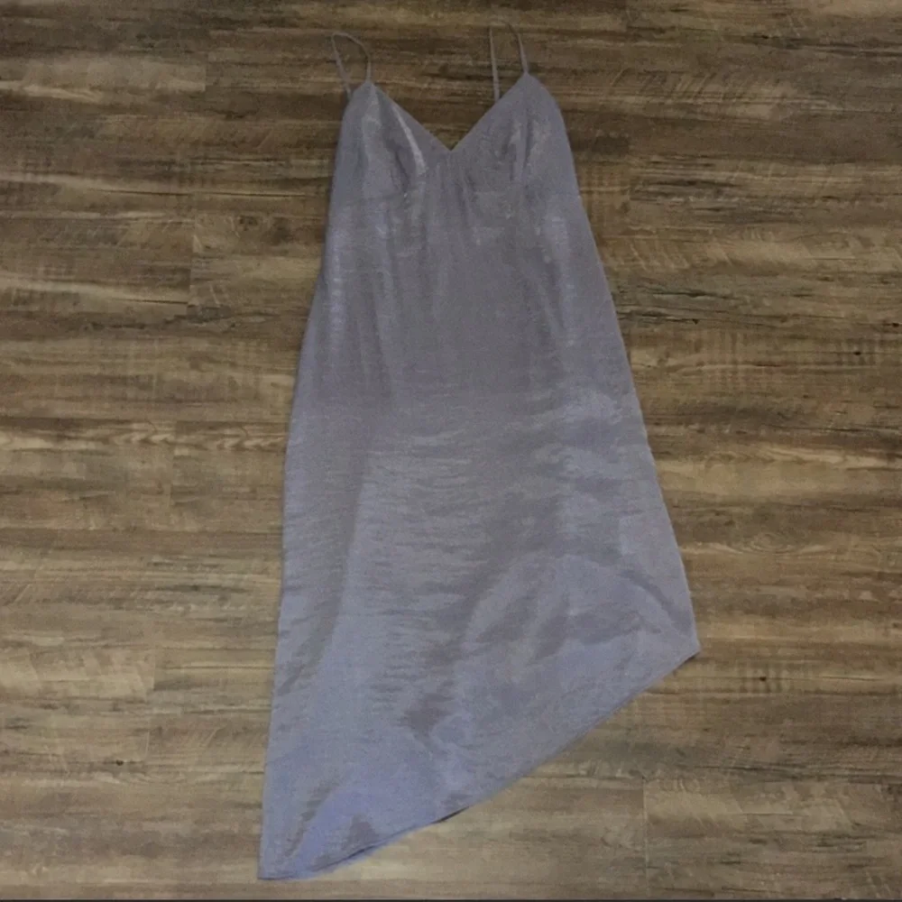 Anthropologie Moulinette Soeurs Shimmery Purple Asymmetrical Hem Slip Dress - Picture 3 of 7